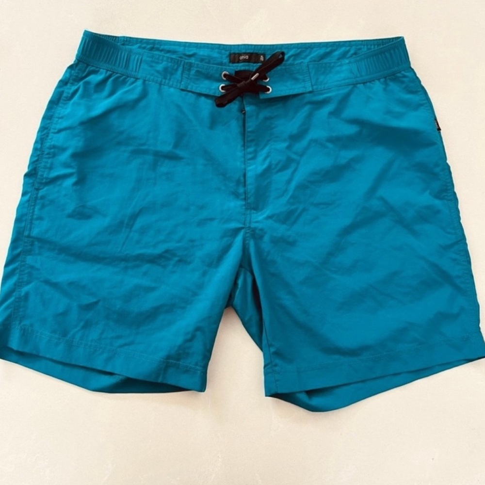 Onia Charles 7” Turquoise Blue Swim Trunks XL